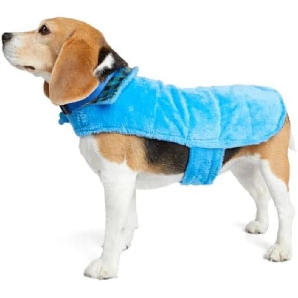Youly Dog Puffer Reversible Coat Plaid Lined Fits 22